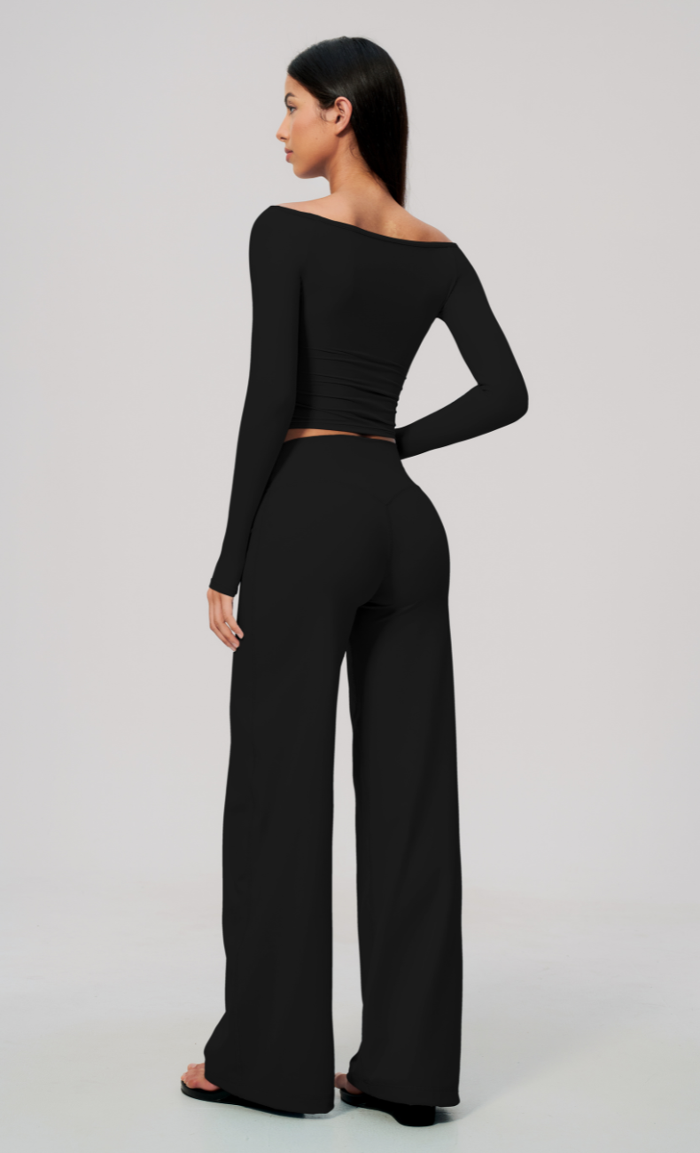 Colette Off-Shoulder Long Sleeve Workout Top