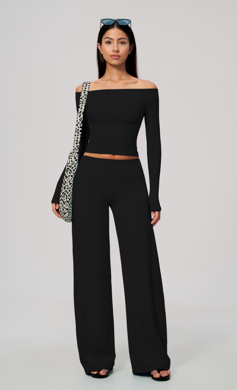Colette Off-Shoulder Long Sleeve Workout Top