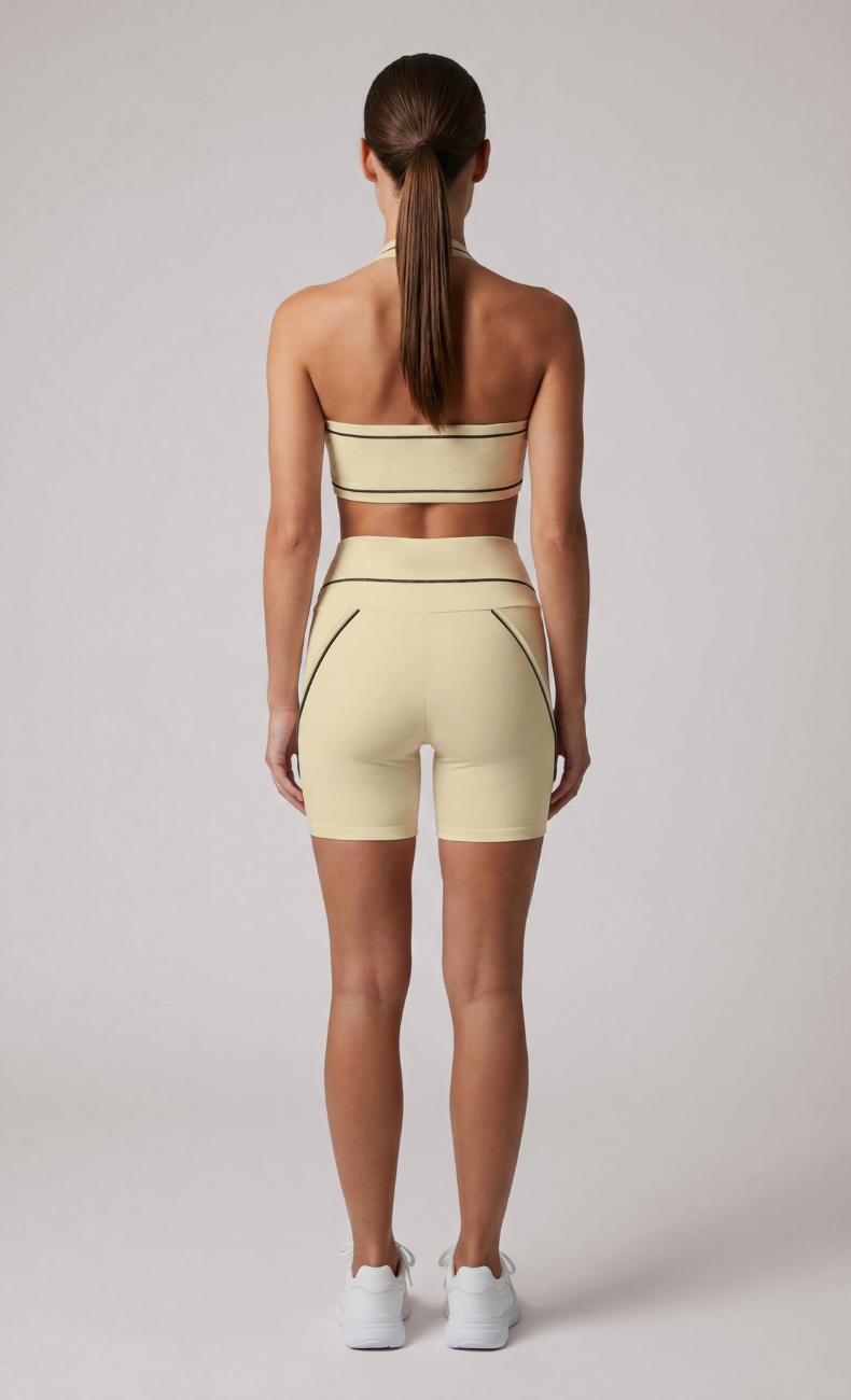 Blair Contrast Trim Sports Bra High Waisted Shorts Workout Set