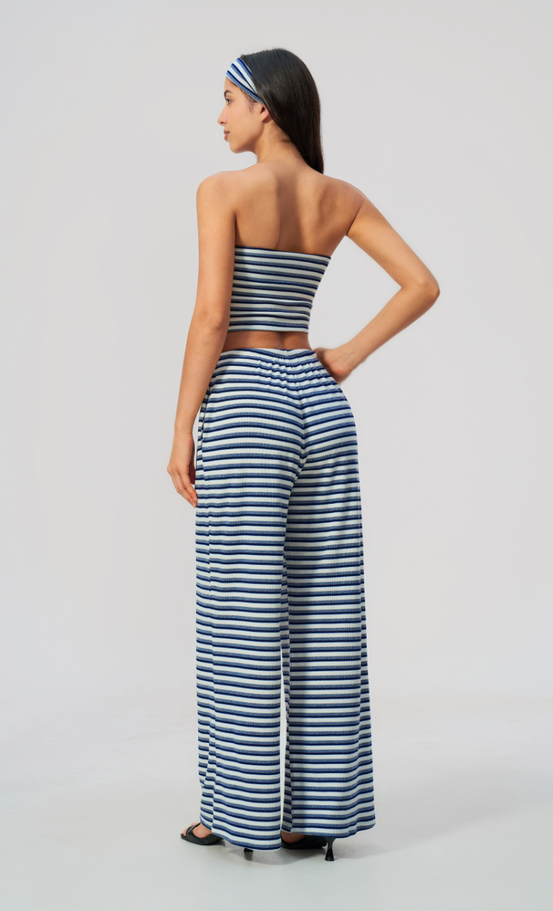 Alix Striped Bandeau 2-Piece Lounge Pants Set
