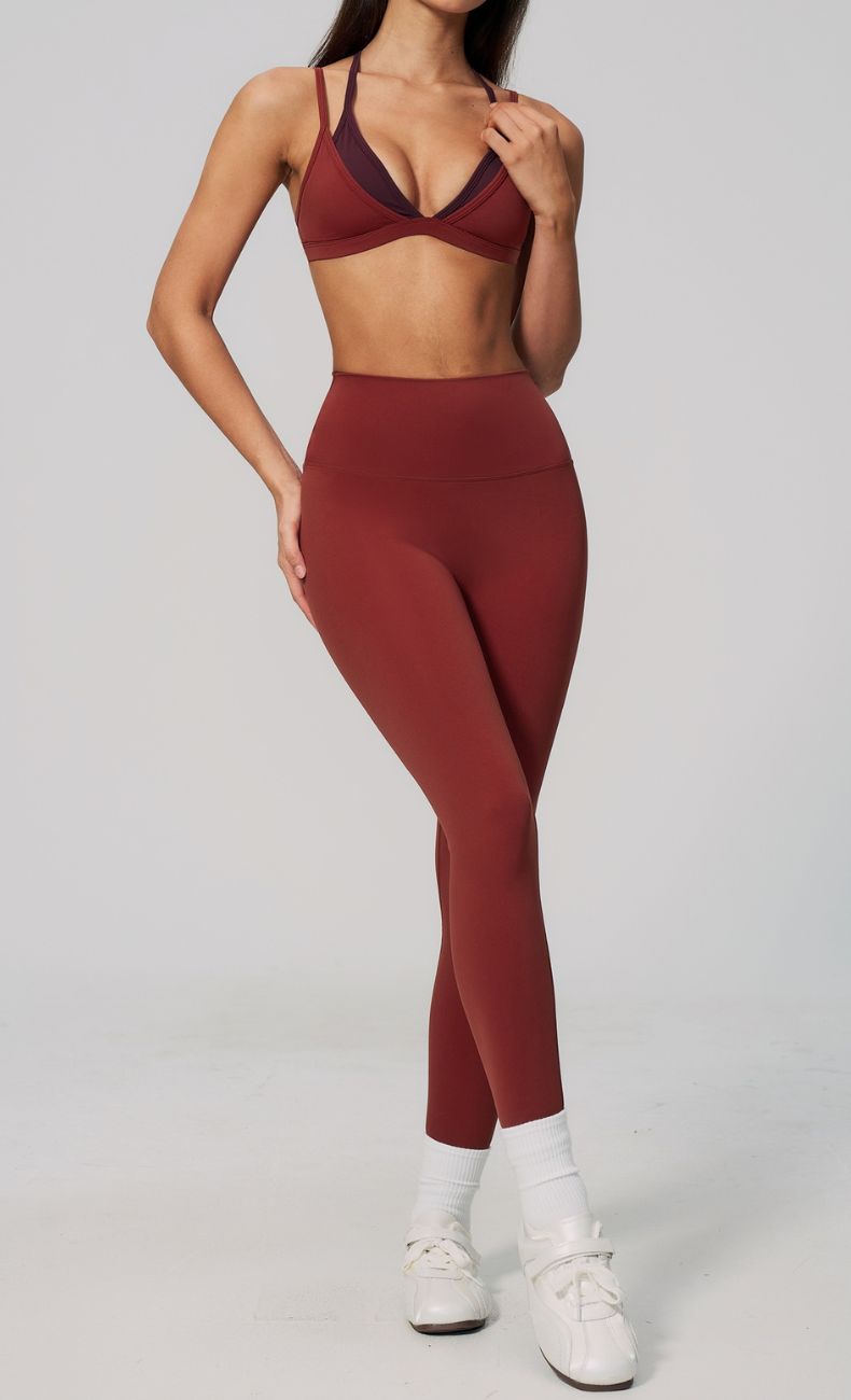 Darcy Layered Sports Bra High Waisted Leggings Workout Set