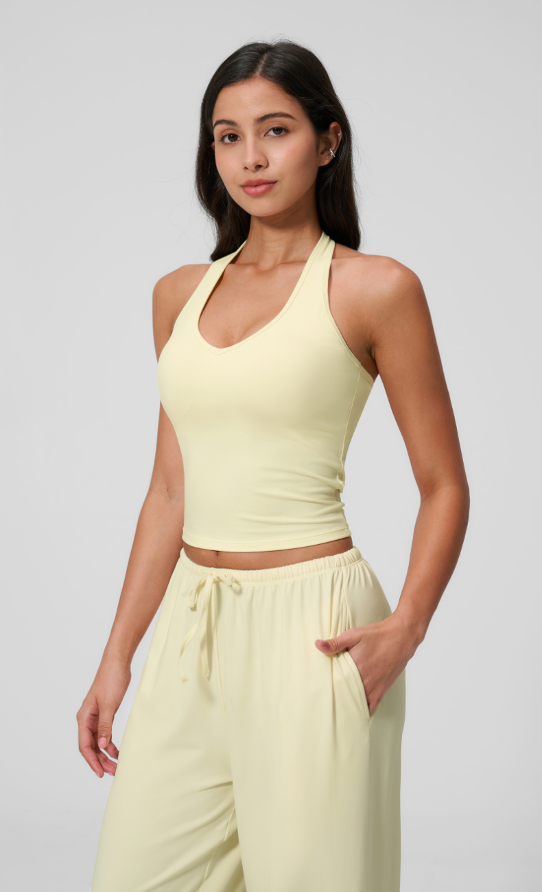 Gia V-Neck Halter Open Back Workout Tank Top