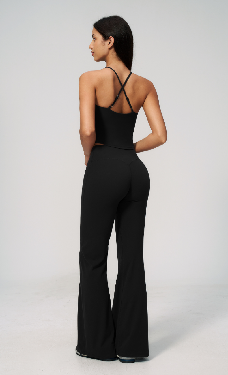 Leah V-Neck Cami High Waisted Flare Leggings Workout Set