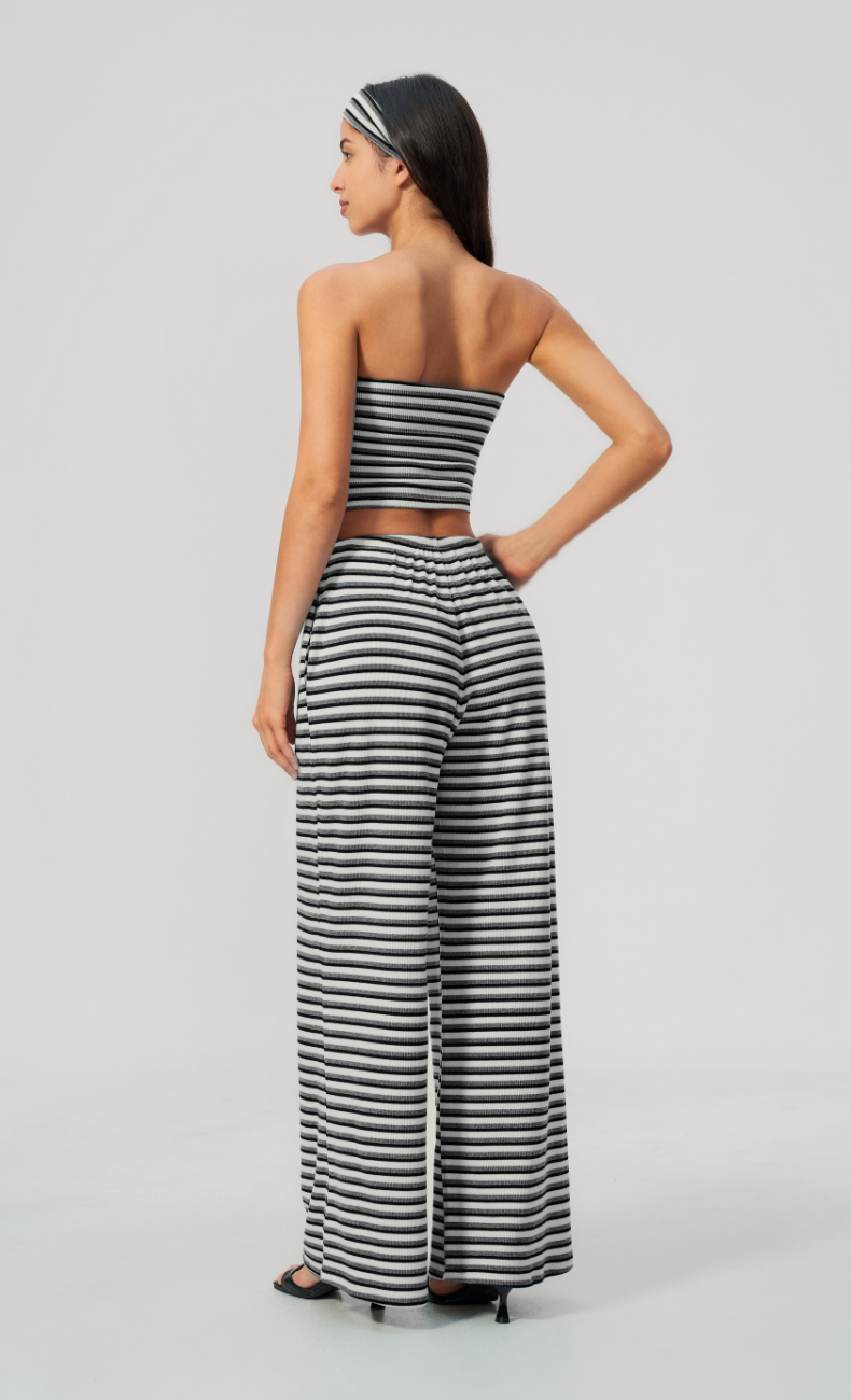 Alix Striped Bandeau 2-Piece Lounge Pants Set
