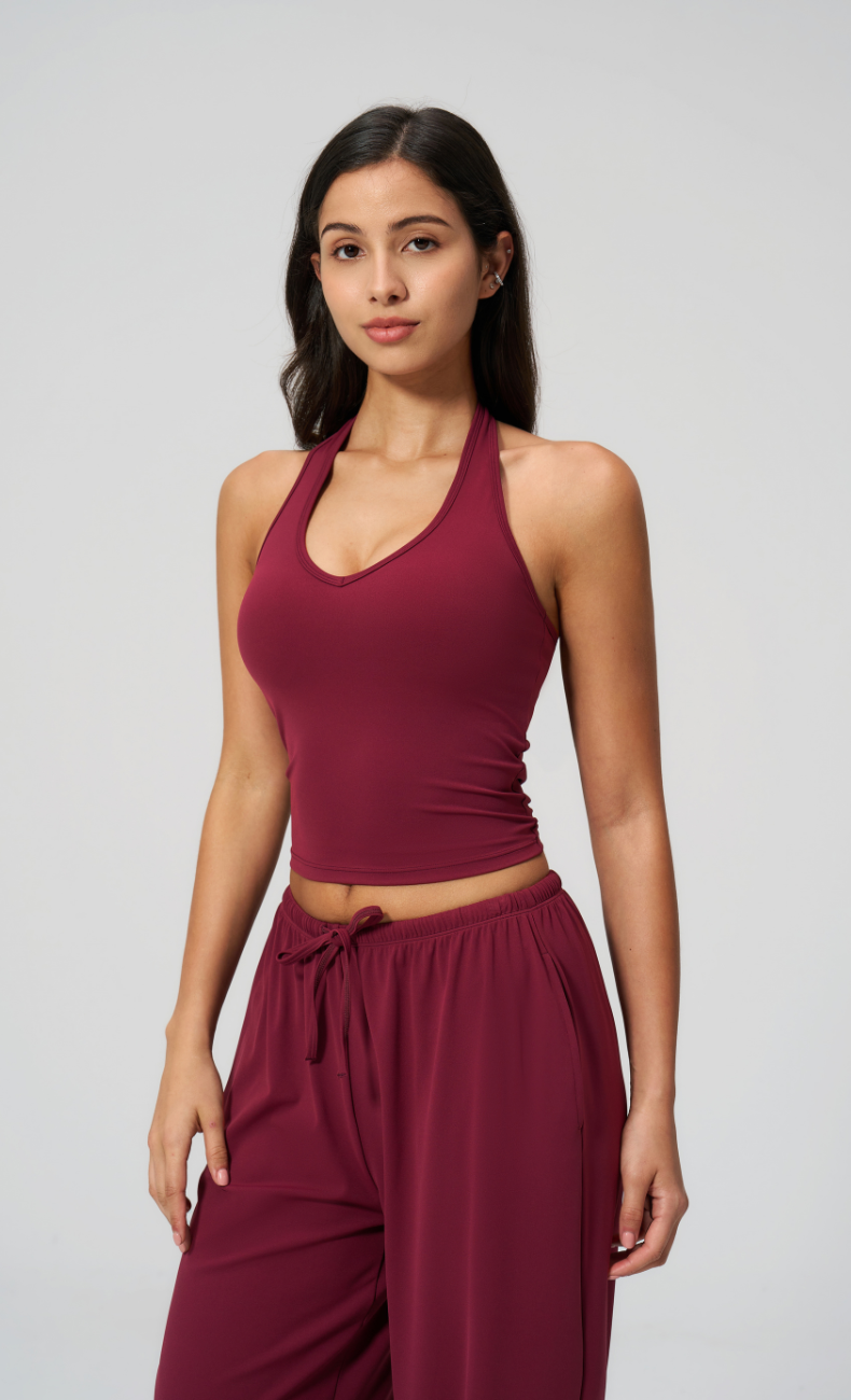 Gia V-Neck Halter Open Back Workout Tank Top