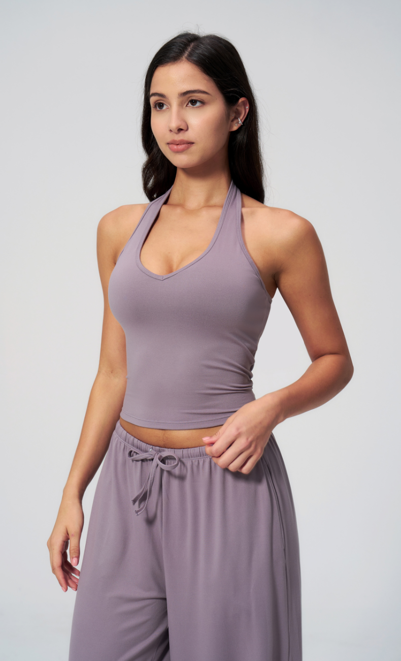 Gia V-Neck Halter Open Back Workout Tank Top