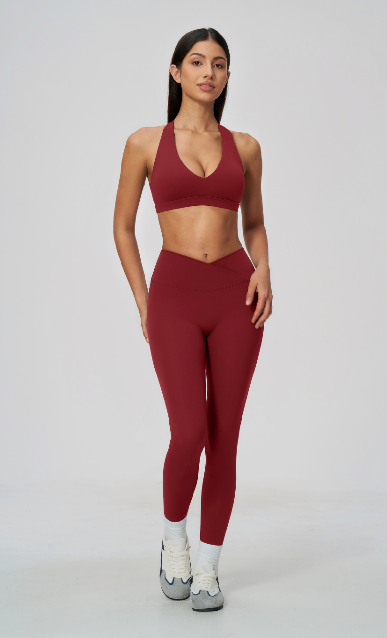 Priscilla V-Neck Open Back V-Waist Leggings Workout Set