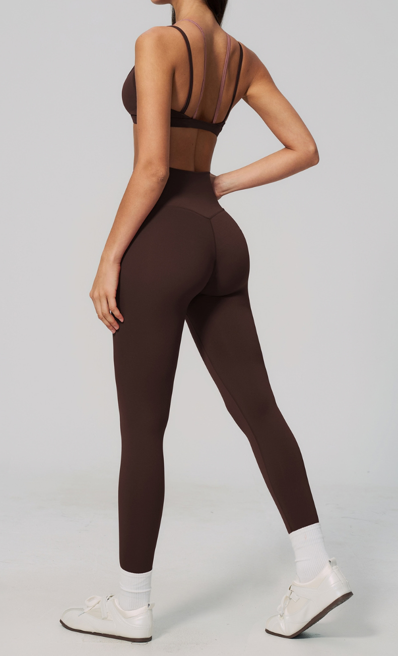Darcy Layered Sports Bra High Waisted Leggings Workout Set