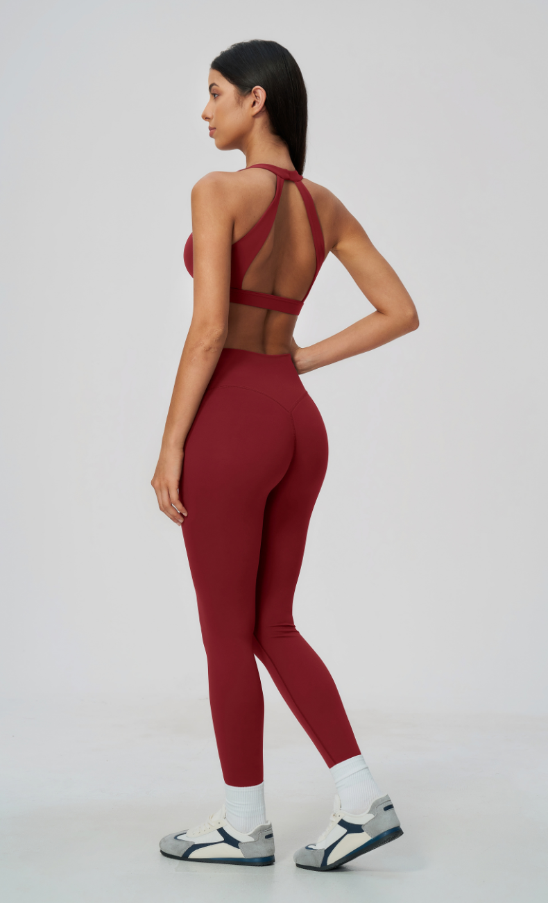 Priscilla V-Neck Open Back V-Waist Leggings Workout Set