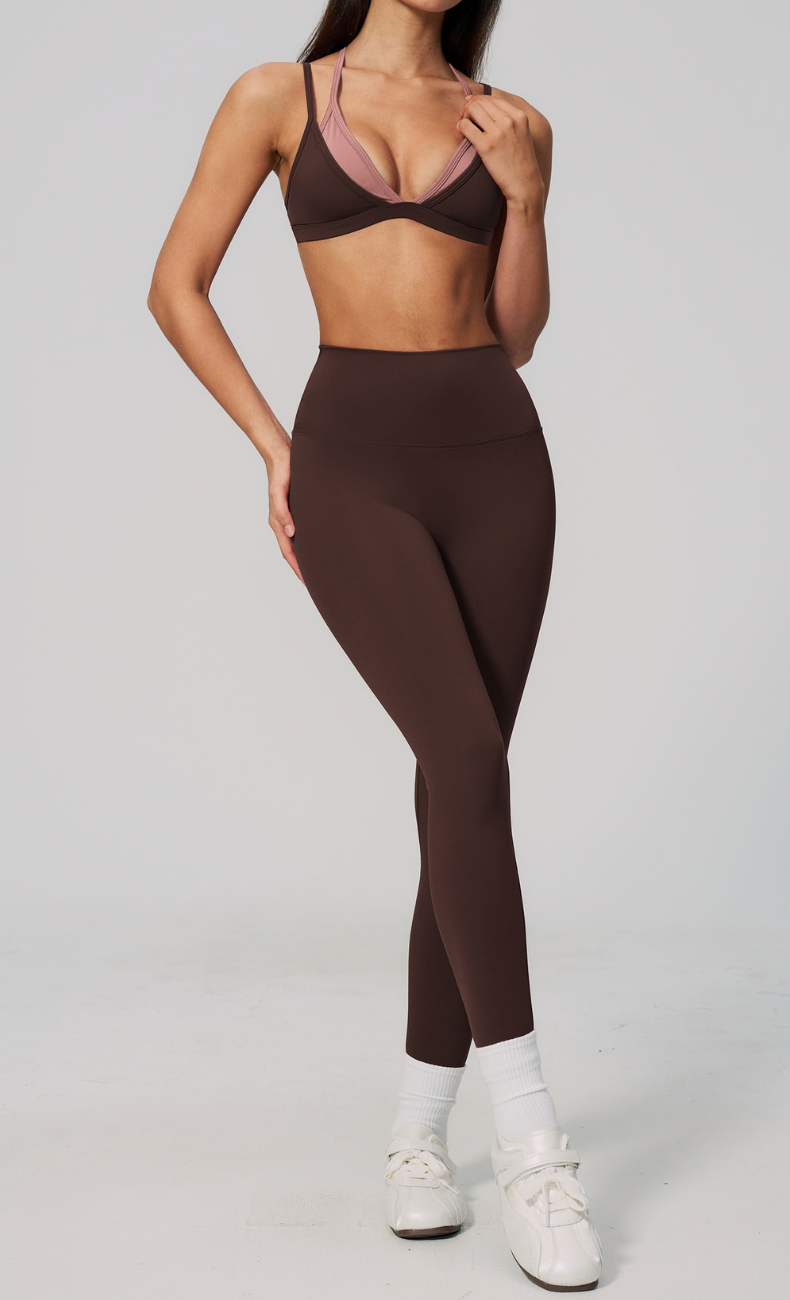 Darcy Layered Sports Bra High Waisted Leggings Workout Set