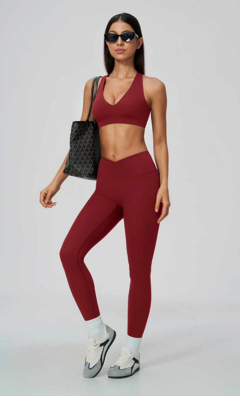Priscilla V-Neck Open Back V-Waist Leggings Workout Set