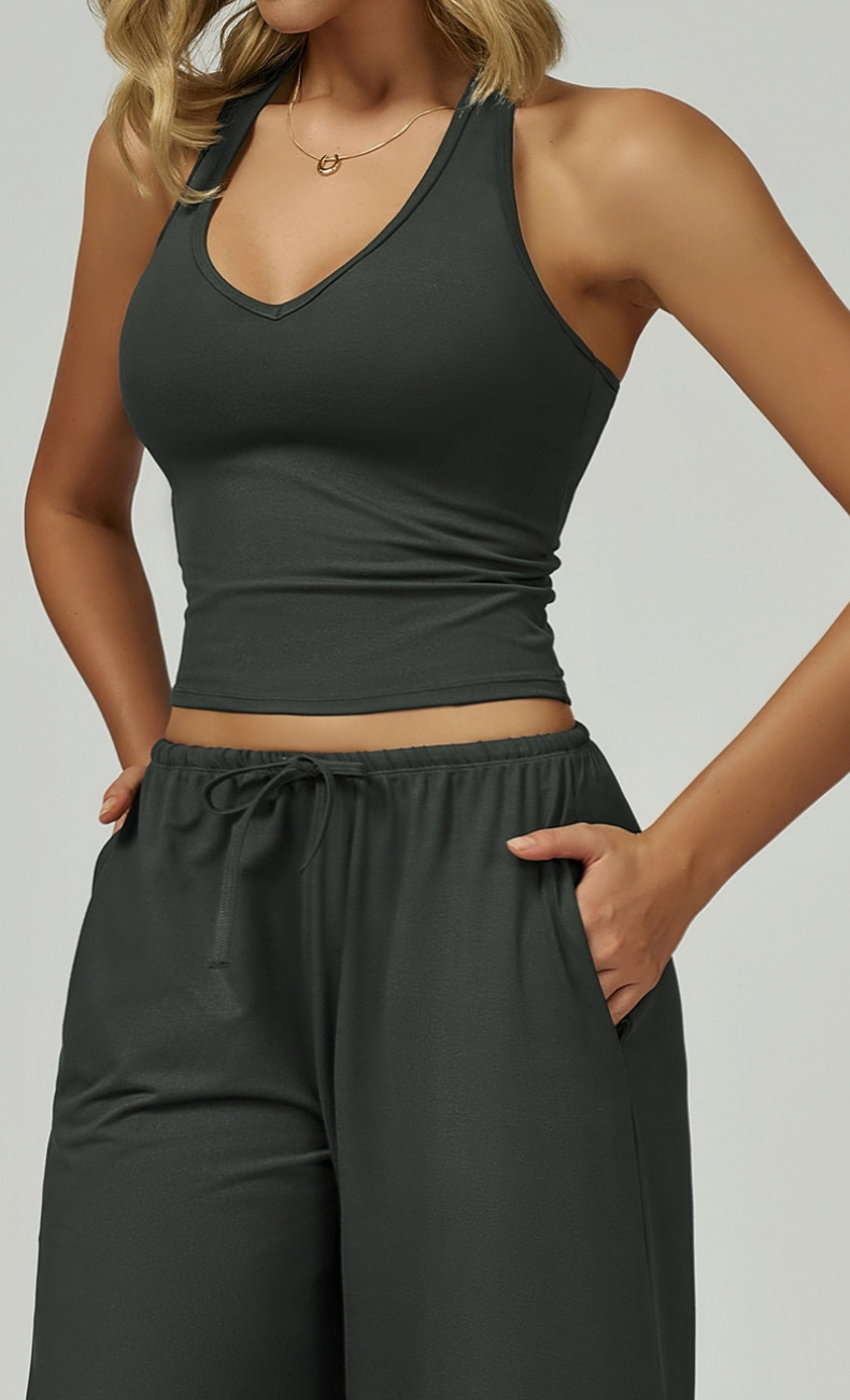 Gia V-Neck Halter Open Back Workout Tank Top