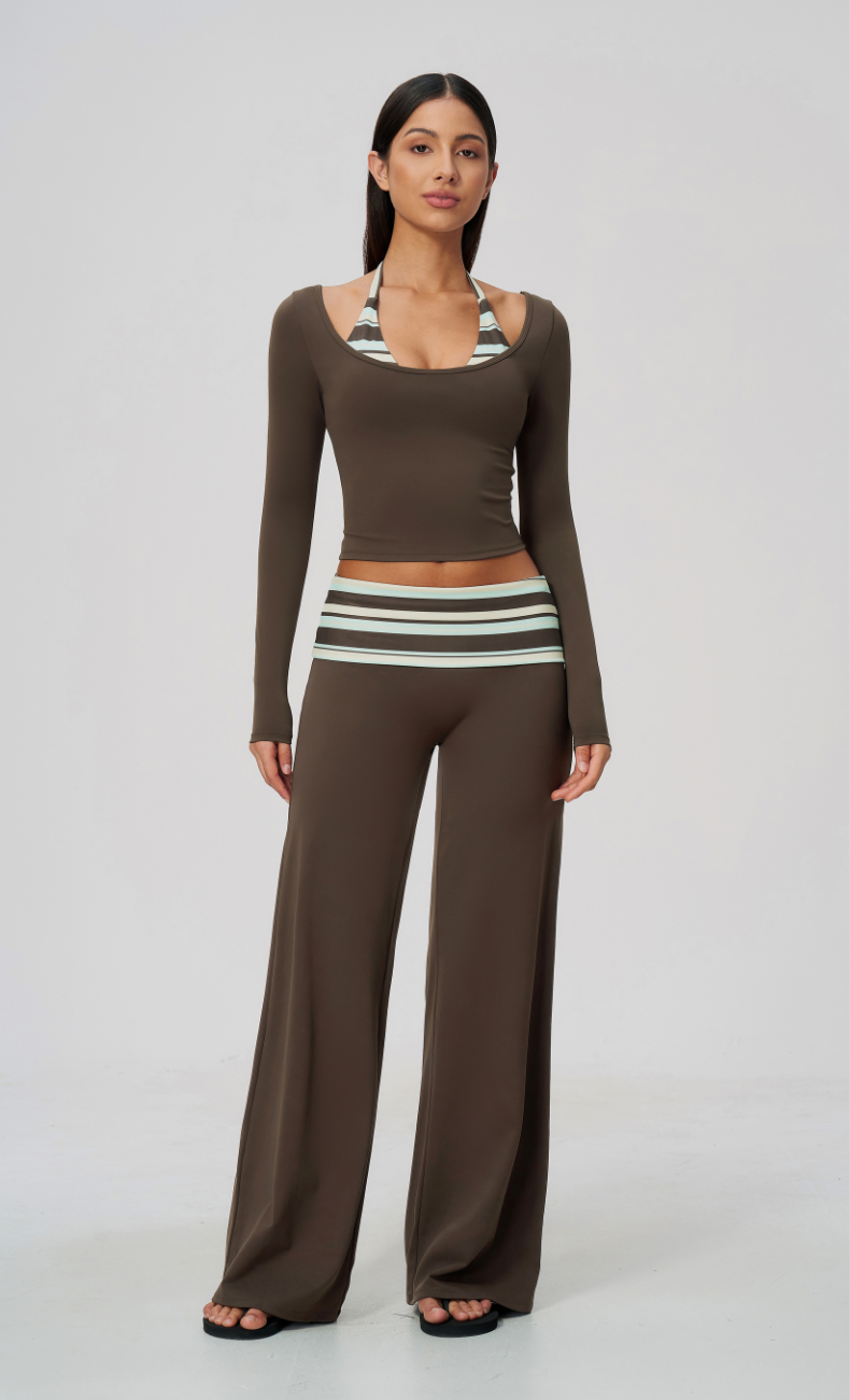 Harper Riviera Stripe Long Sleeve Wide Leg Matching Set