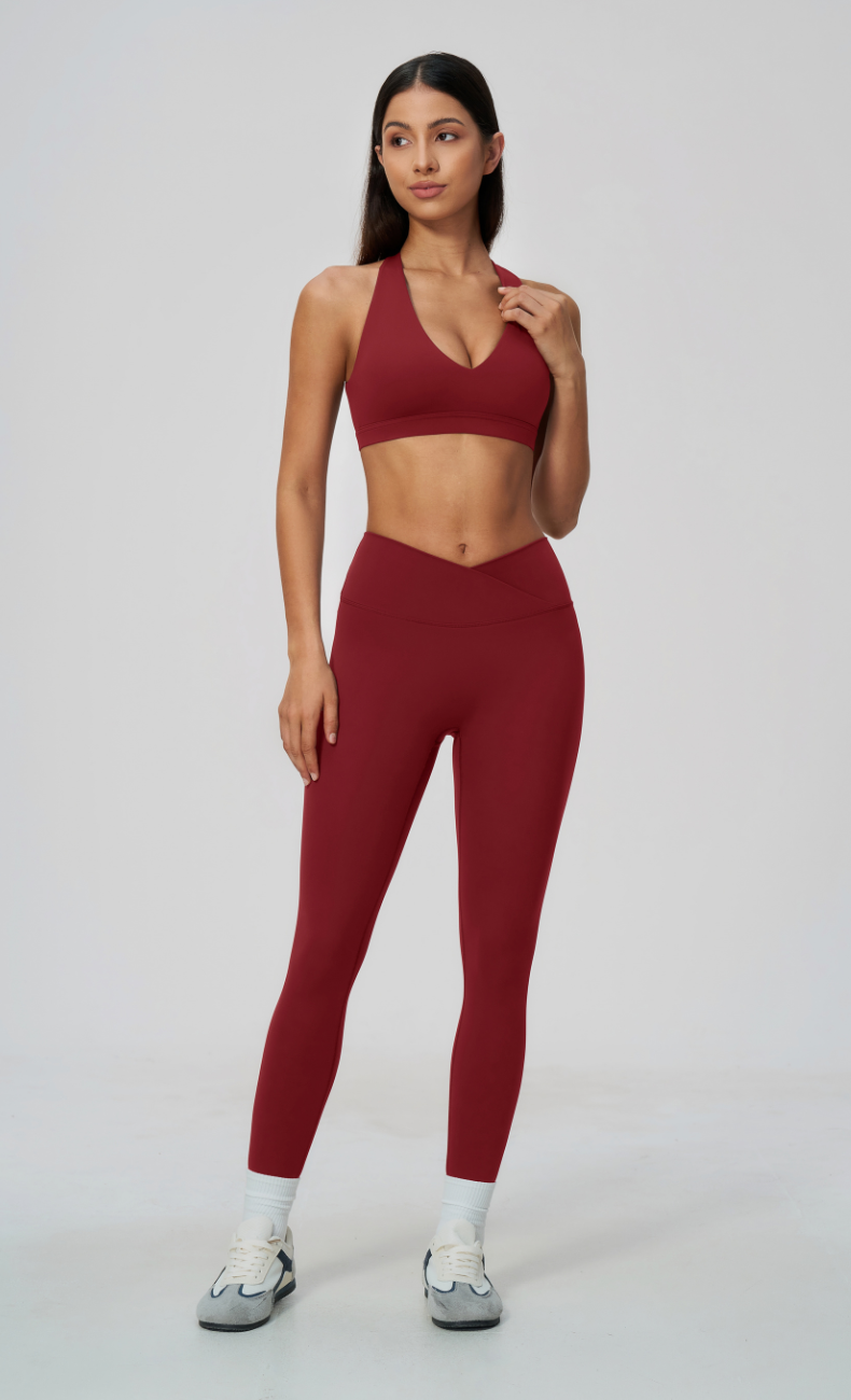 Priscilla V-Neck Open Back V-Waist Leggings Workout Set