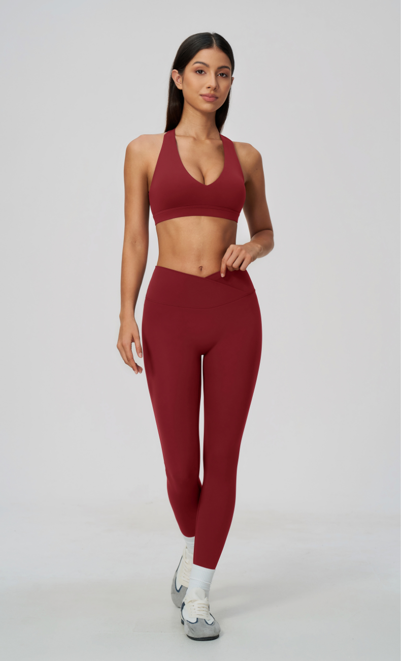 Priscilla V-Neck Open Back V-Waist Leggings Workout Set