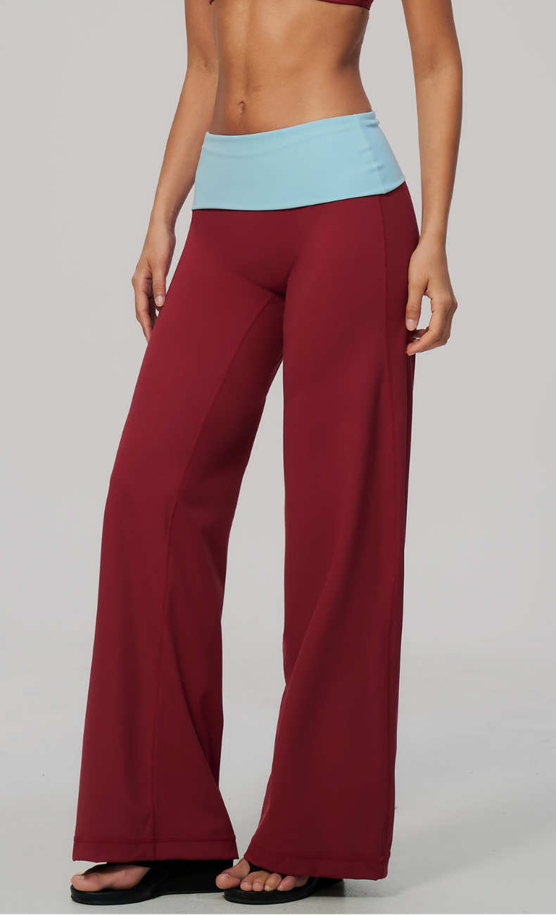 Tessa Contrast Foldover Waist Wide Leg Pant