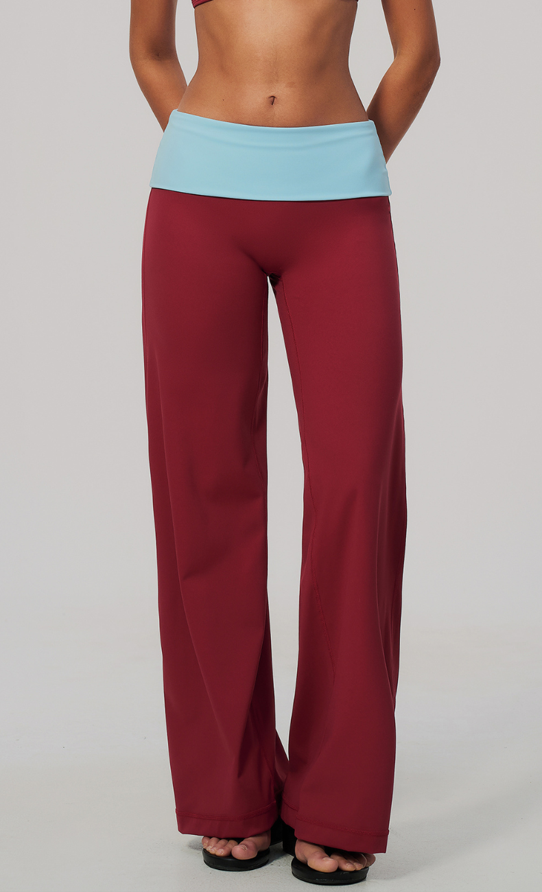 Tessa Contrast Foldover Waist Wide Leg Pant