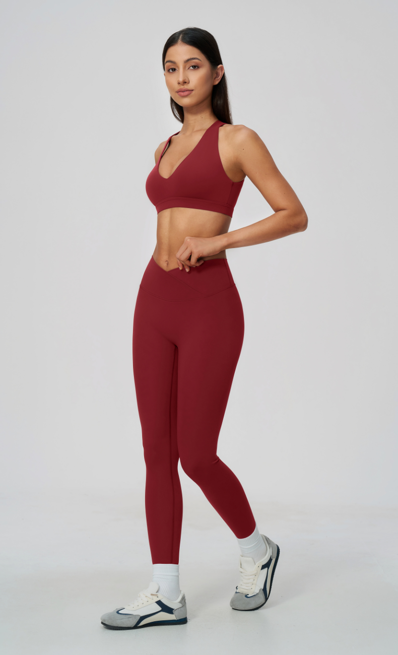 Priscilla V-Neck Open Back V-Waist Leggings Workout Set
