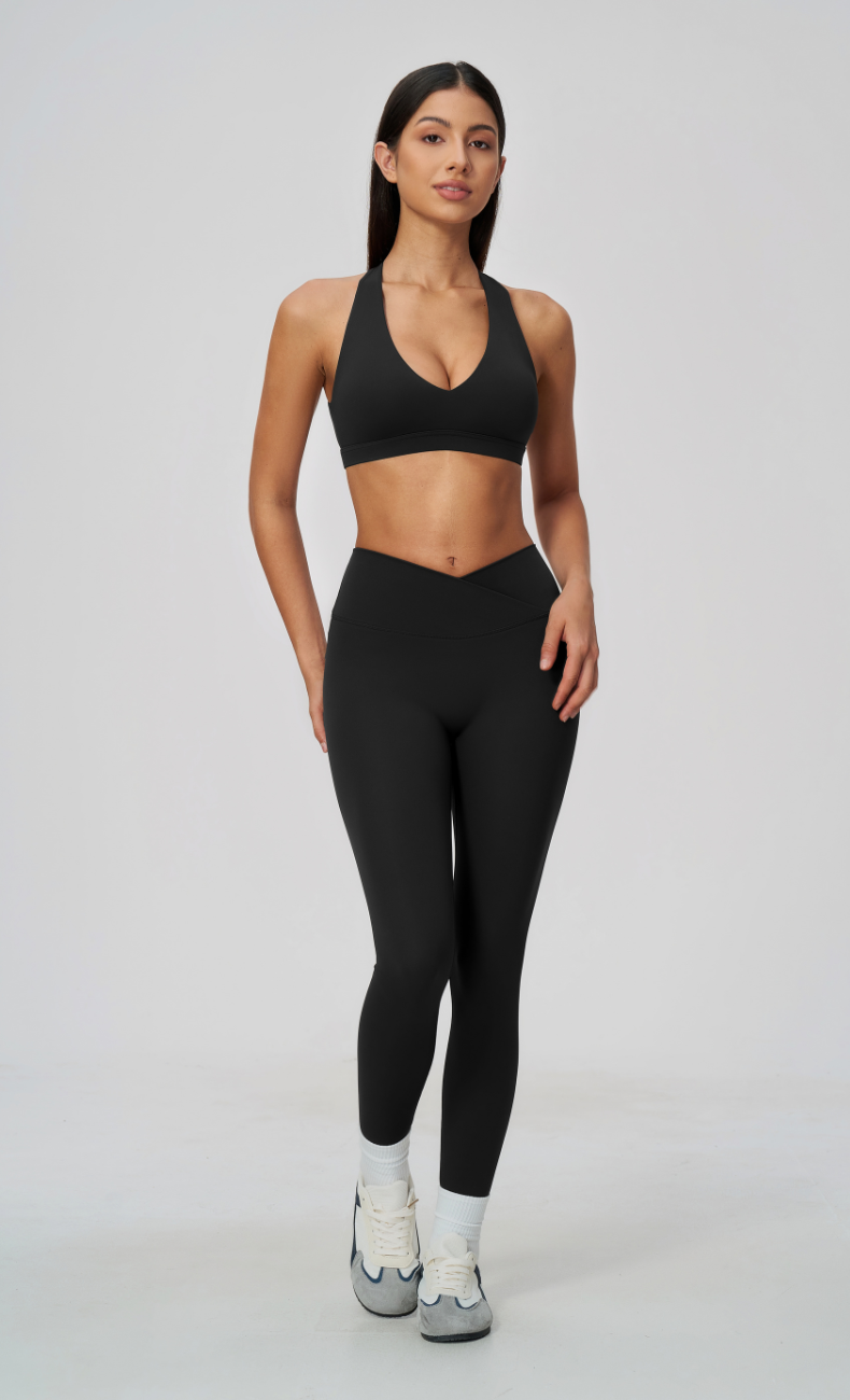 Priscilla V-Neck Open Back V-Waist Leggings Workout Set