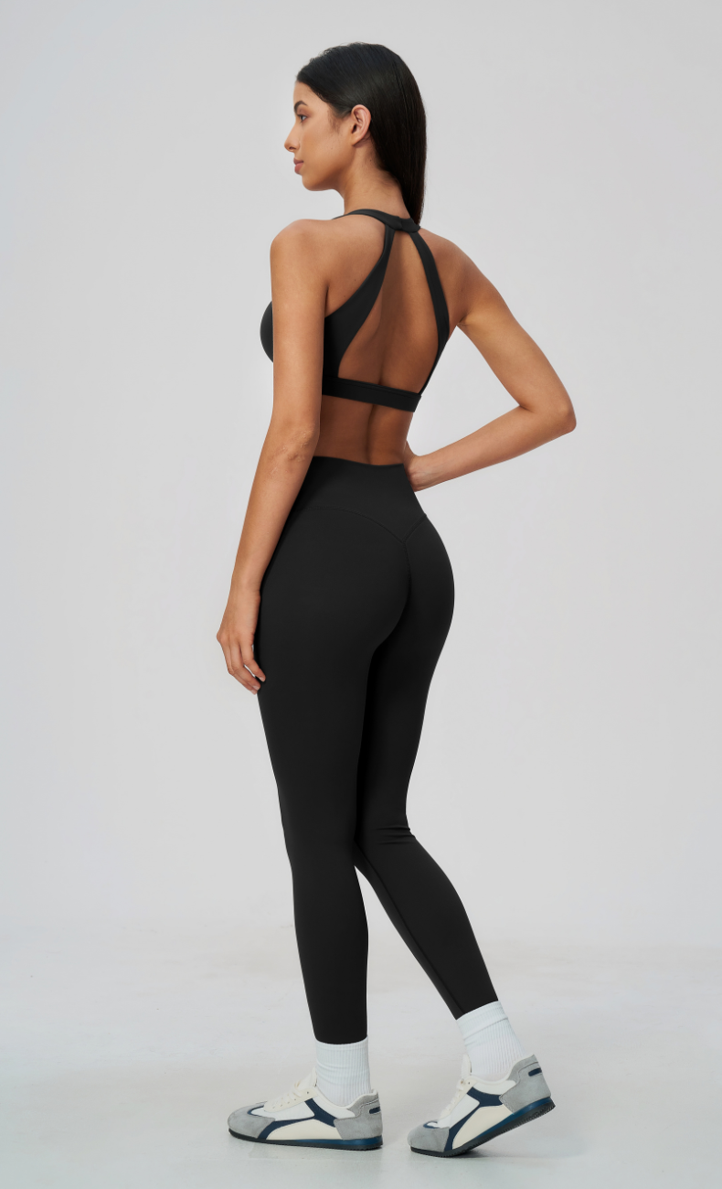 Priscilla V-Neck Open Back V-Waist Leggings Workout Set