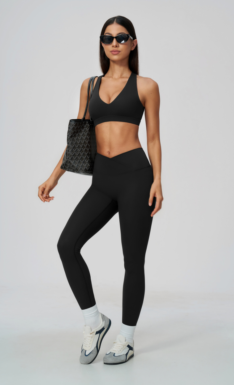 Priscilla V-Neck Open Back V-Waist Leggings Workout Set