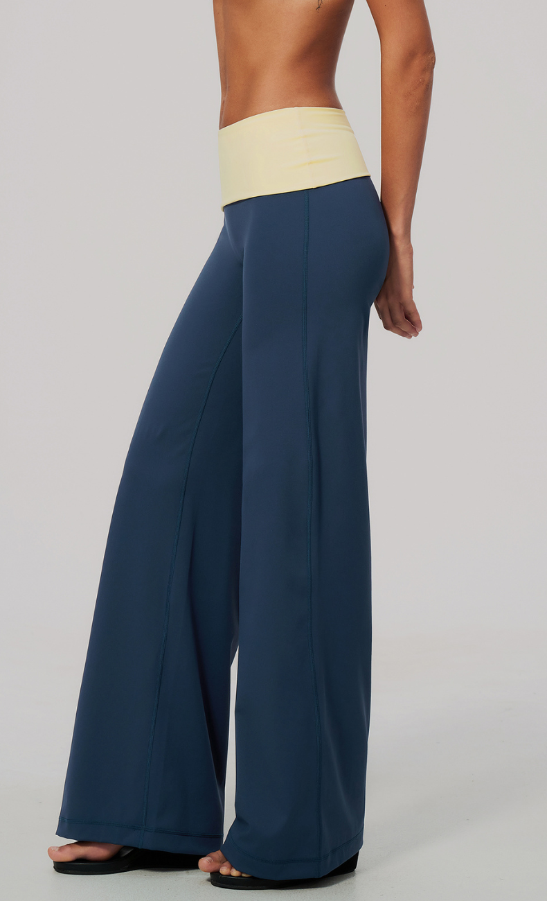 Tessa Contrast Foldover Waist Wide Leg Pant