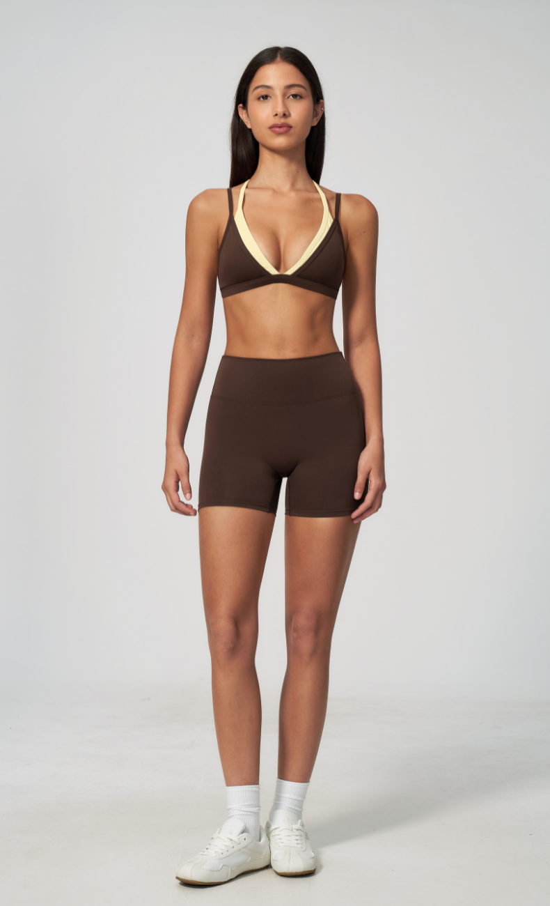 Darcy Layered Sports Bra High Waisted Shorts Workout Set