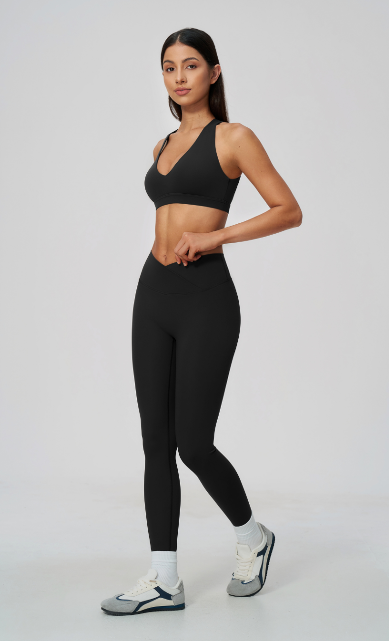 Priscilla V-Neck Open Back V-Waist Leggings Workout Set