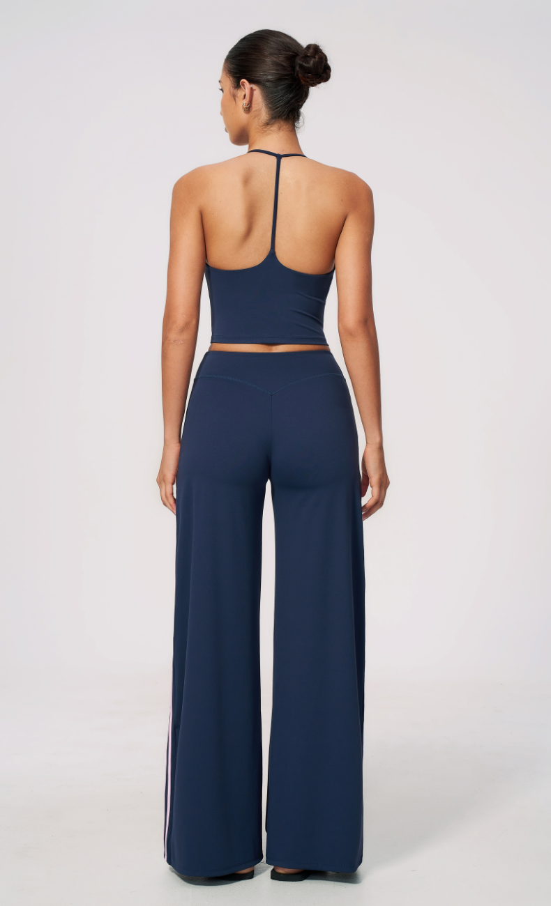 Camille V-Neck Halter Open Back Built-In Bra Tank Top