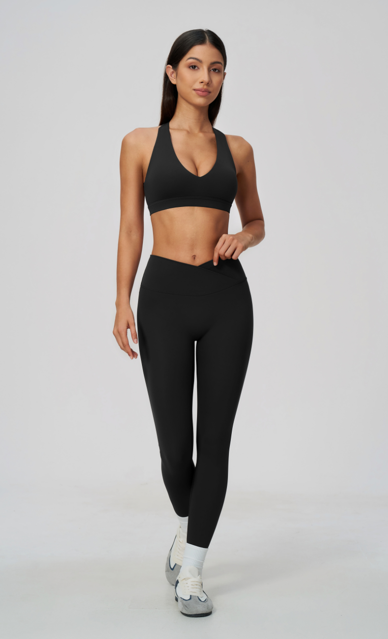 Priscilla V-Neck Open Back V-Waist Leggings Workout Set