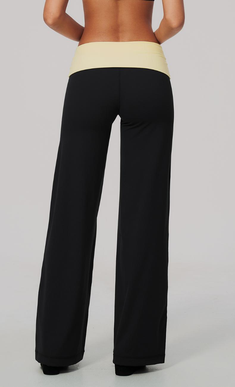 Tessa Contrast Foldover Waist Wide Leg Pant
