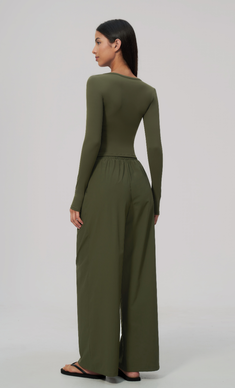 Camille Scoop Neck Wide Leg Pants Set