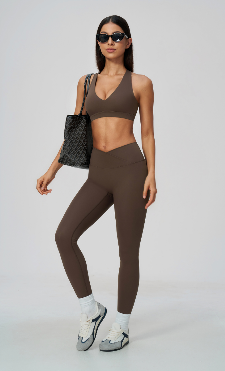 Priscilla V-Neck Open Back V-Waist Leggings Workout Set