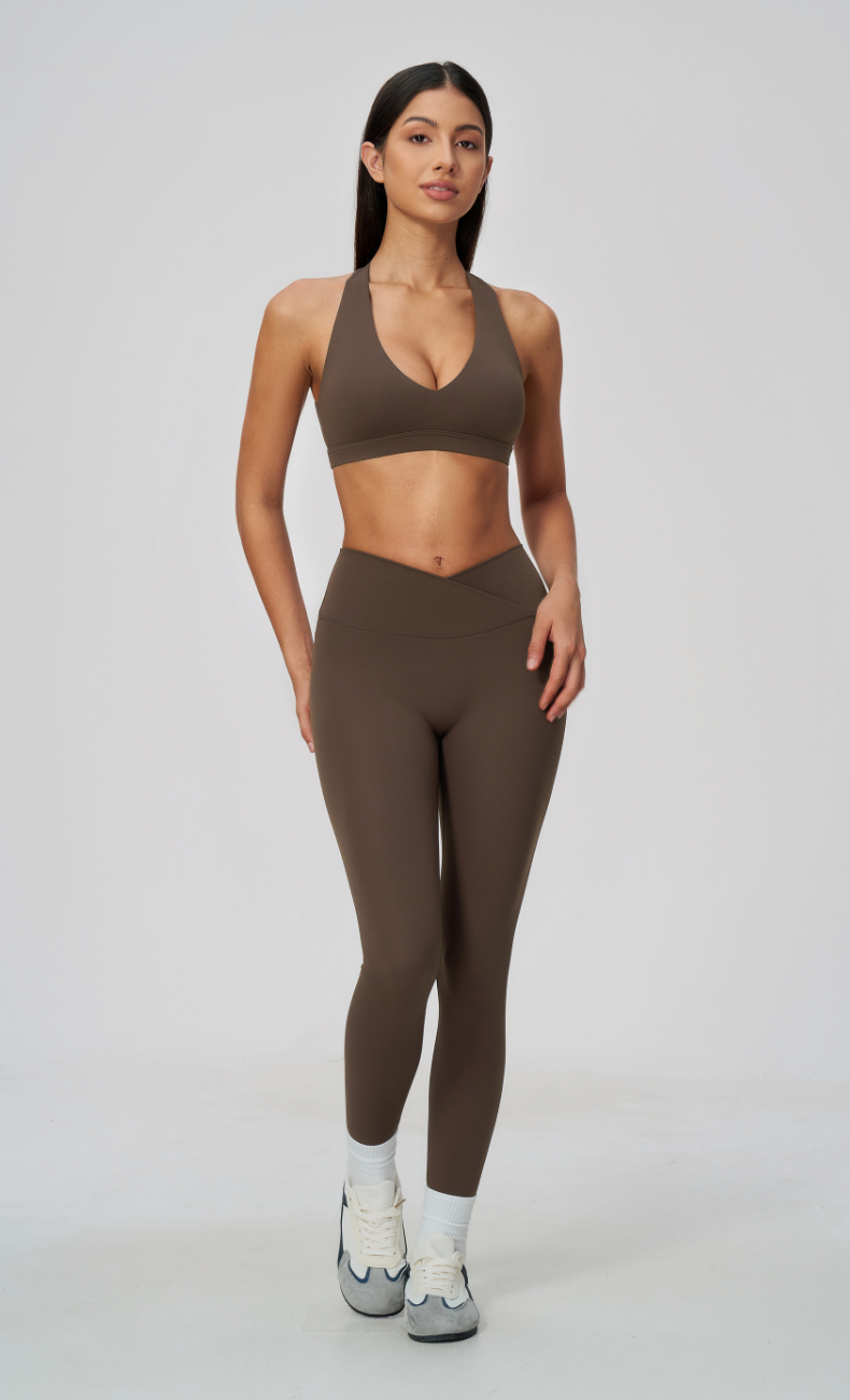 Priscilla V-Neck Open Back V-Waist Leggings Workout Set