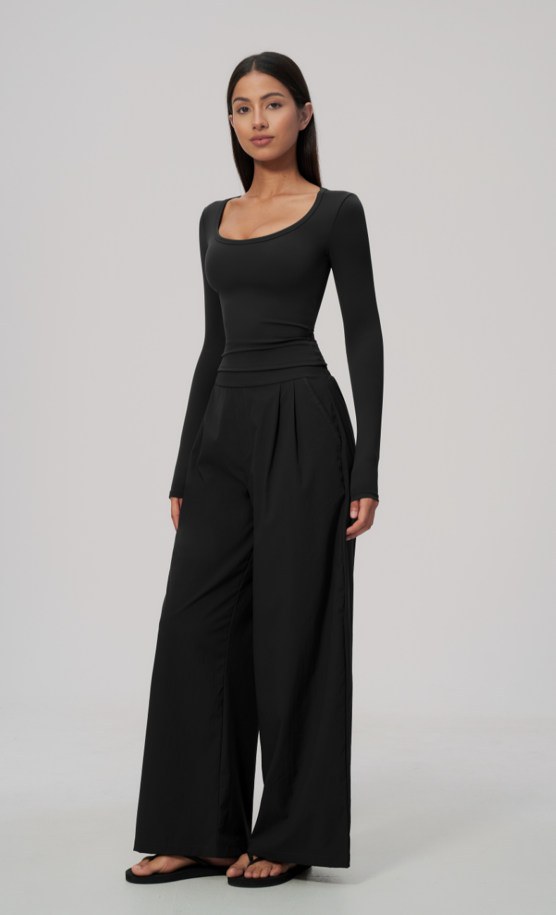 Camille Scoop Neck Wide Leg Pants Set