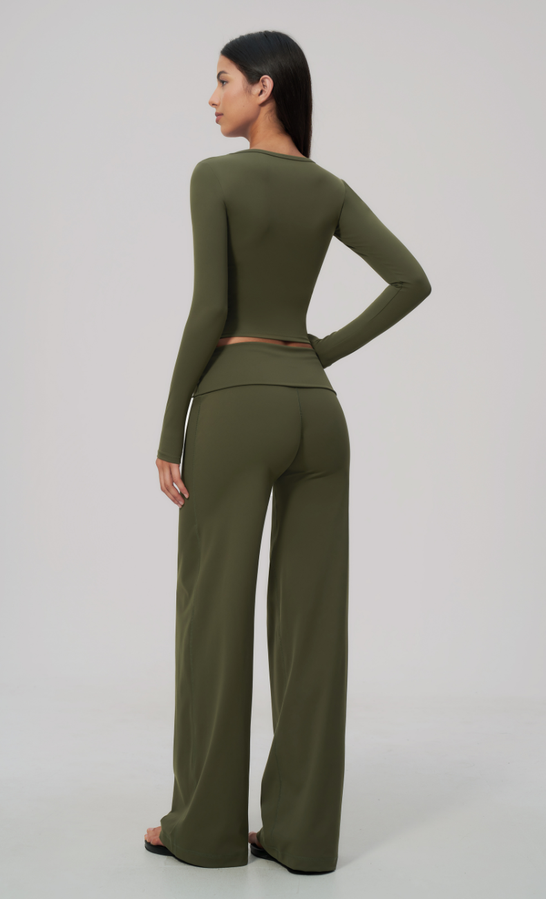 Brielle Foldover Waist Wide Leg Pants Set