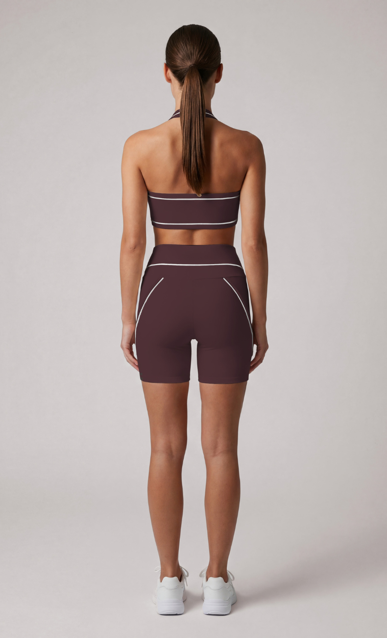 Blair Contrast Trim Sports Bra High Waisted Shorts Workout Set