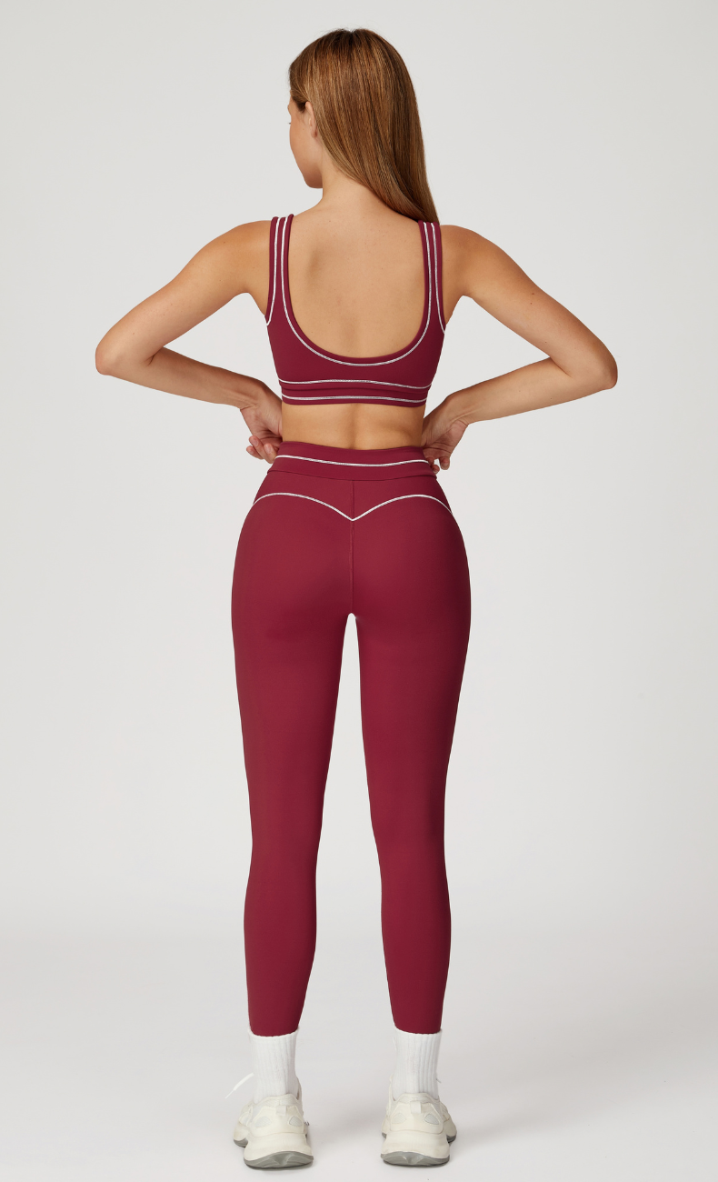 Alexis Open Back Contrast Trim Activewear Set