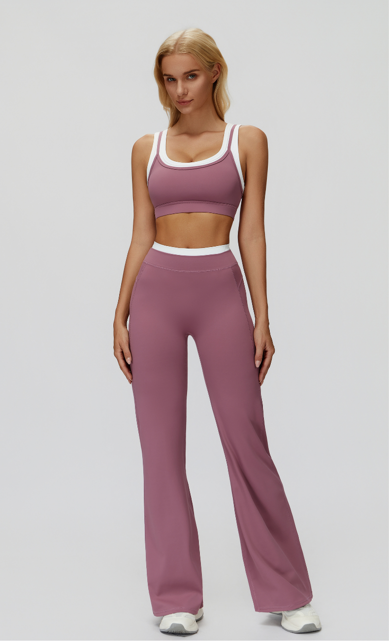 Elle Contrast High Waisted Flare Legging