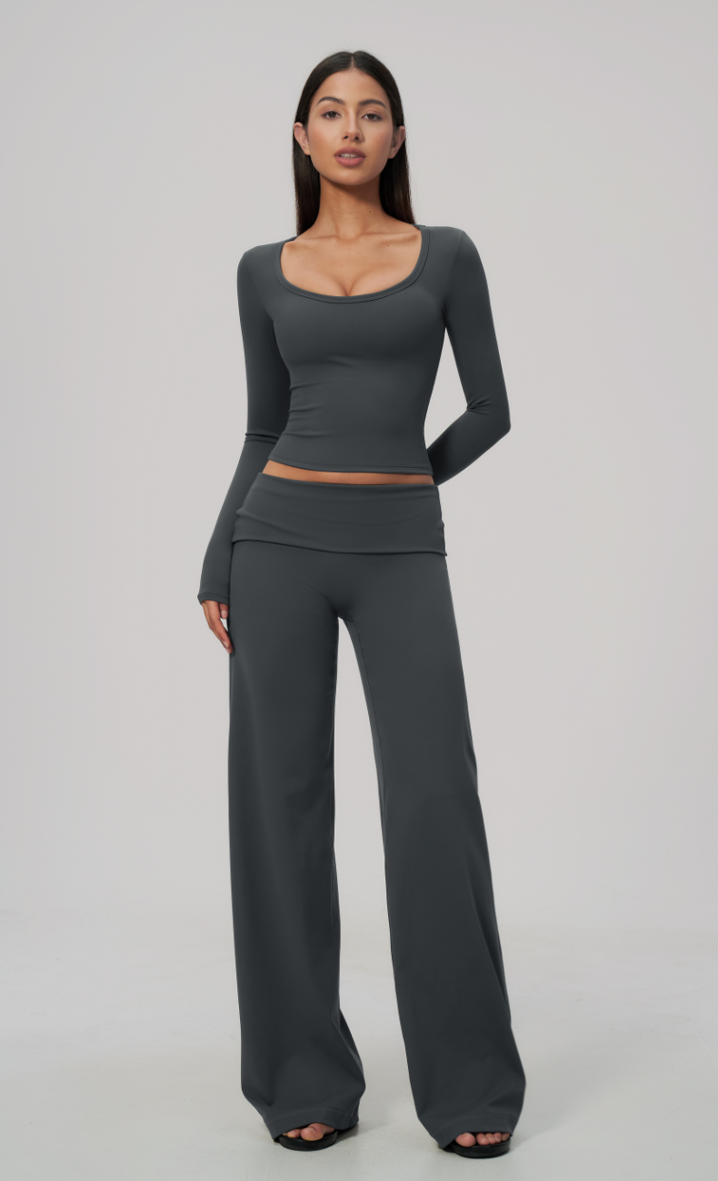 Brielle Foldover Waist Wide Leg Pants Set