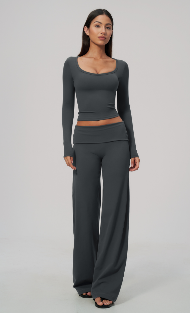 Brielle Foldover Waist Wide Leg Pants Set
