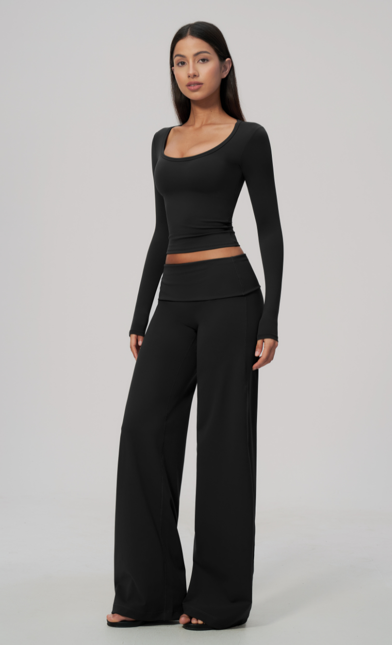 Brielle Foldover Waist Wide Leg Pants Set