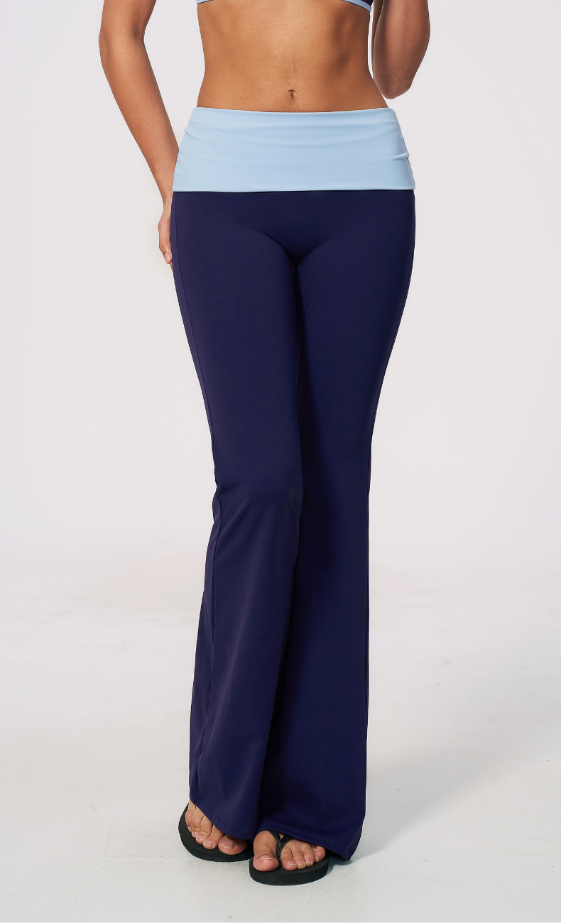Mary Contrast Foldover Waist Flare Legging