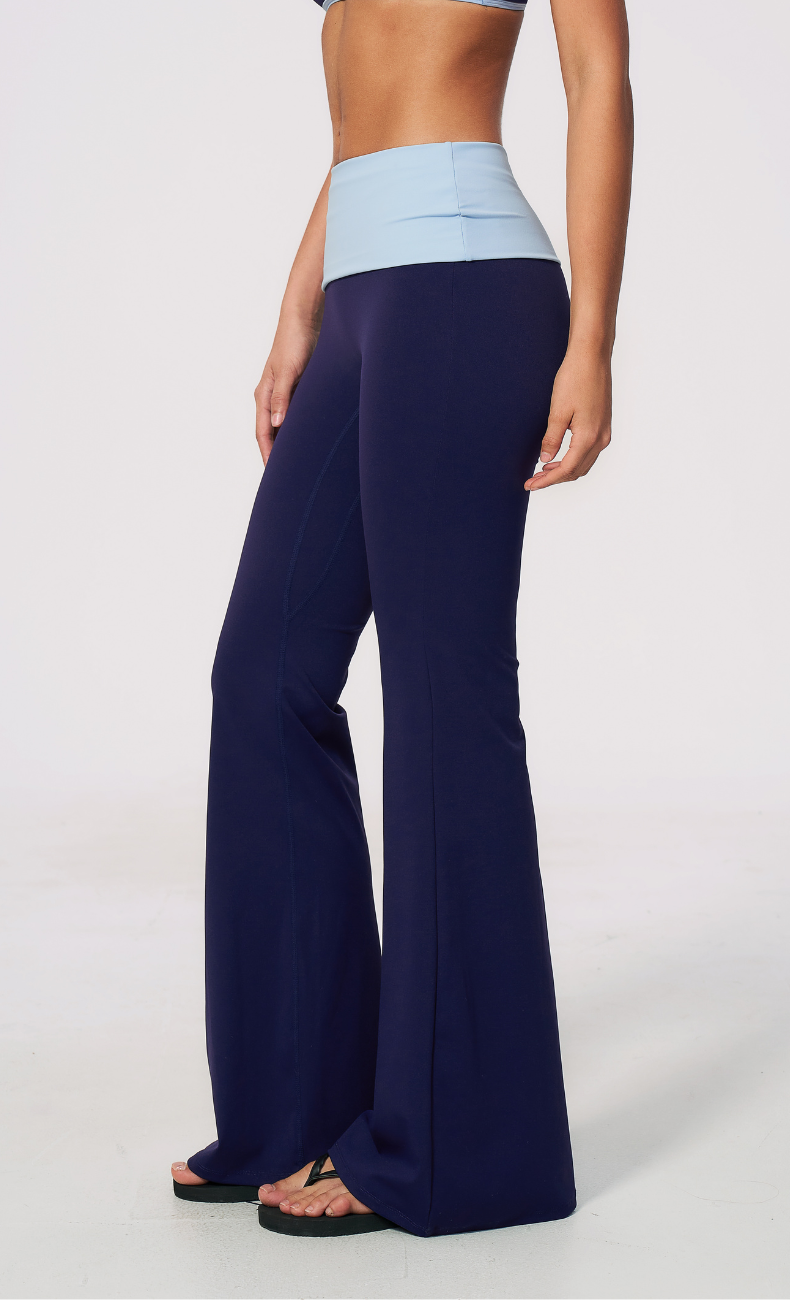 Mary Contrast Foldover Waist Flare Legging