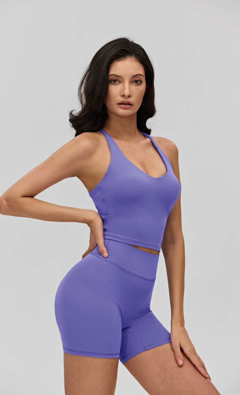 Sana Criss Cross Back Scrunch Butt Shorts Workout Set