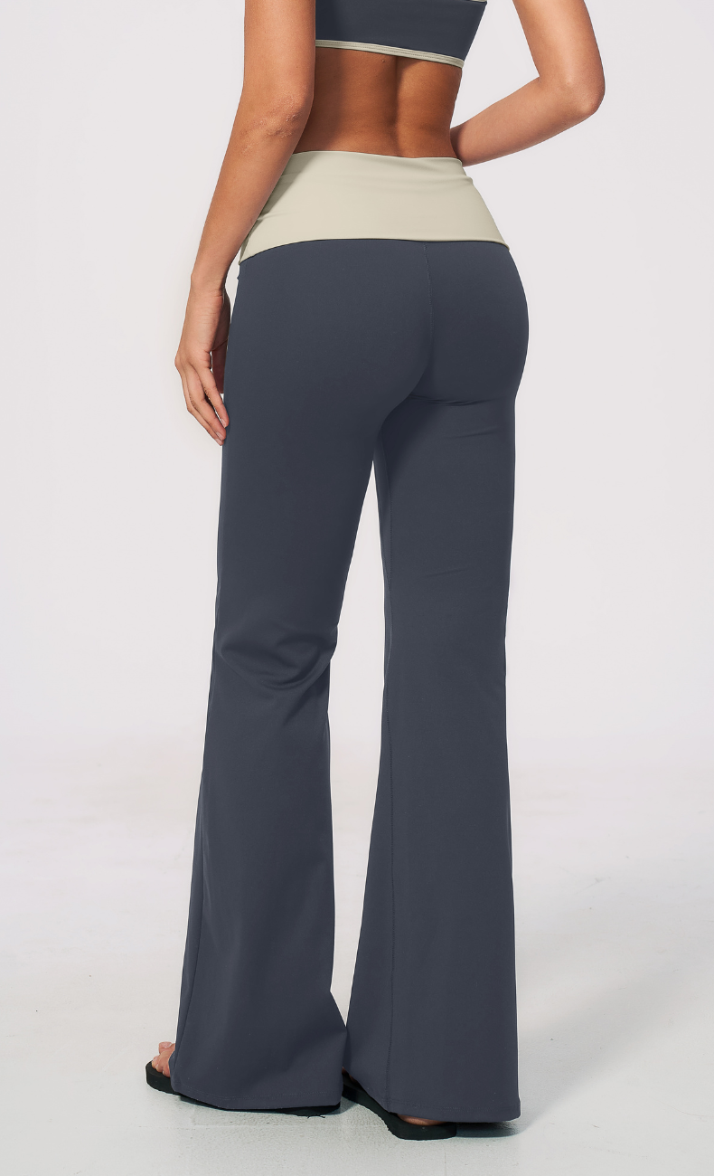 Mary Contrast Foldover Waist Flare Legging