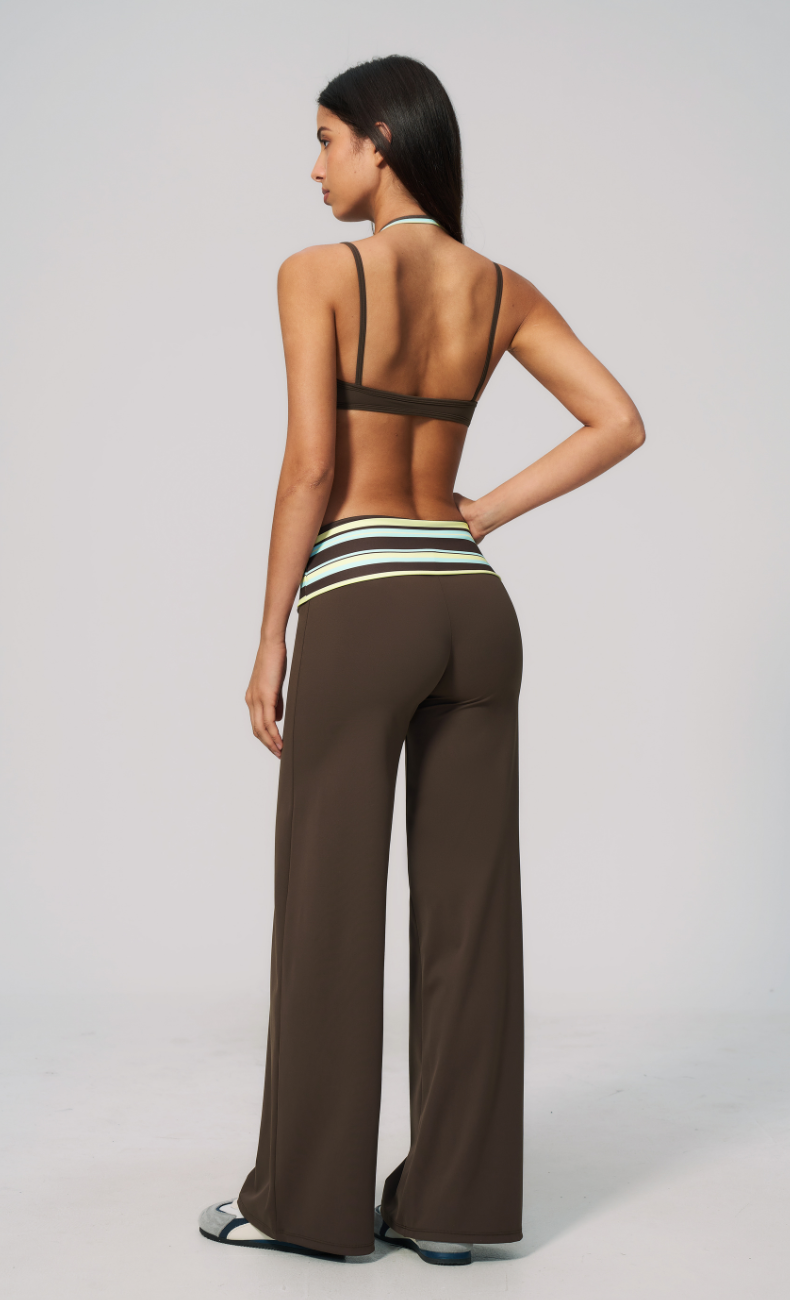 Harper Riviera Stripe Halter Sports Bra Wide Leg Matching Set