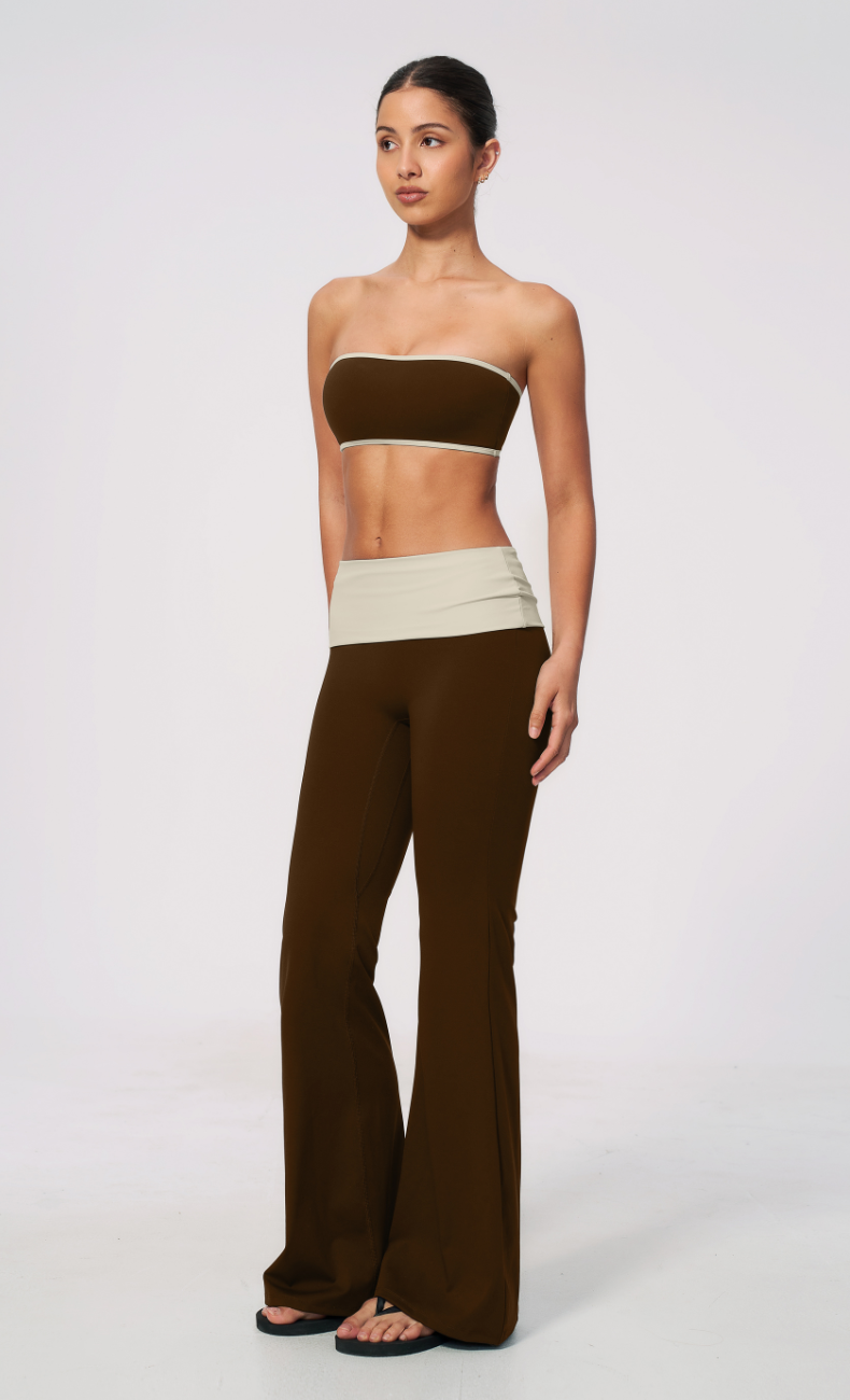 Mary Contrast Foldover Waist Flare Legging
