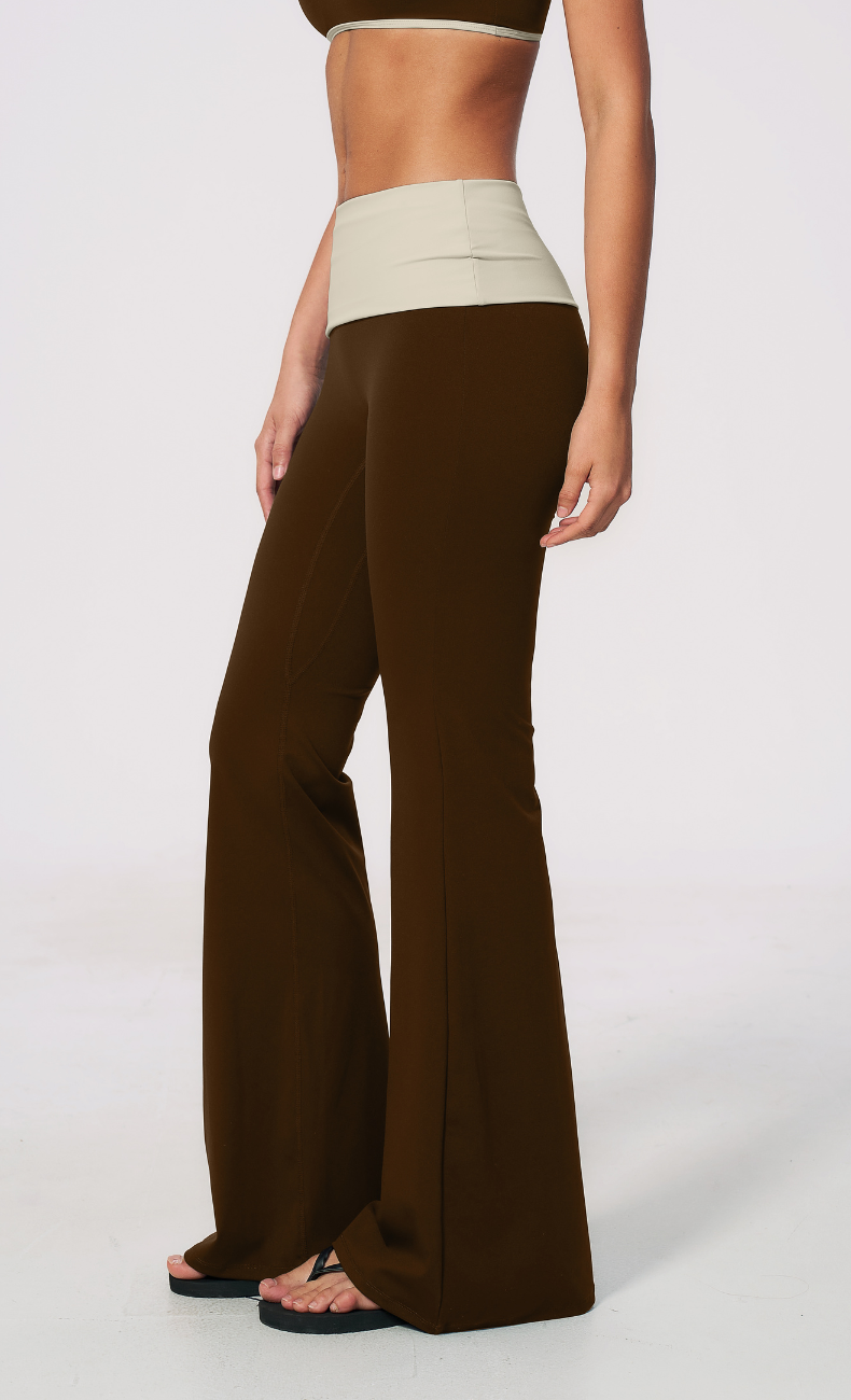 Mary Contrast Foldover Waist Flare Legging