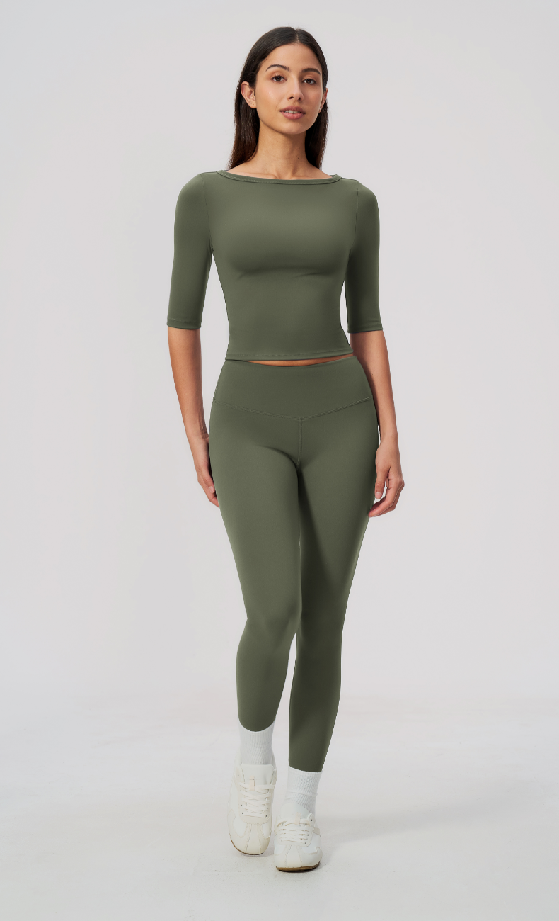 Taylor Boat Neck High Waisted Leggings Workout Set